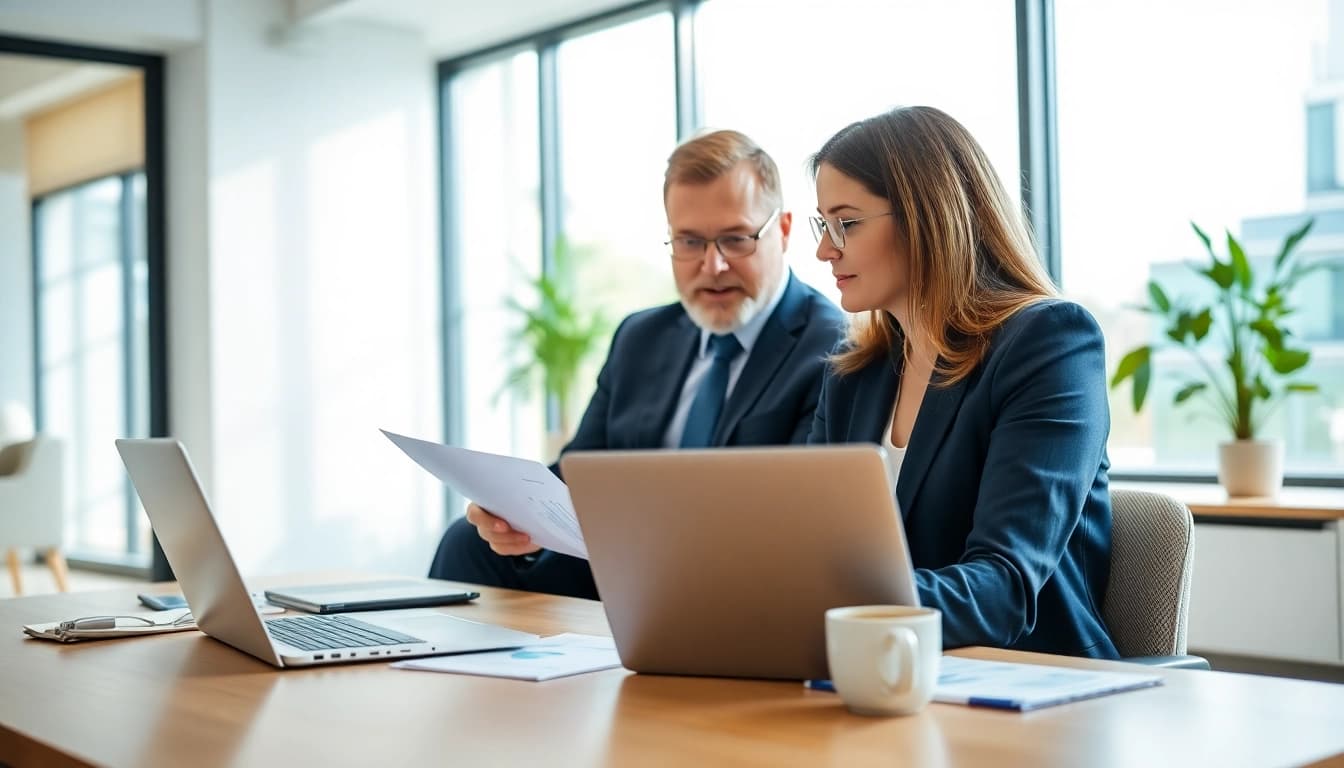 Schuldnerberater bietet umfassende Finanzberatung in einem modernen Büro.