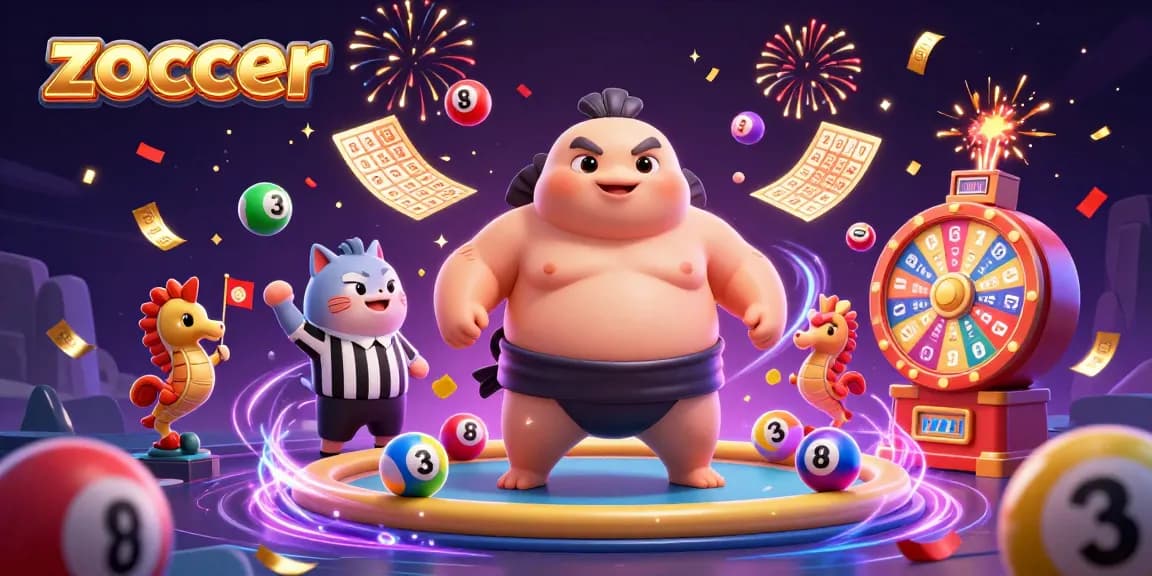 Zoccer engages players with vibrant lottery balls and festive casino elements in an underwater scene.
