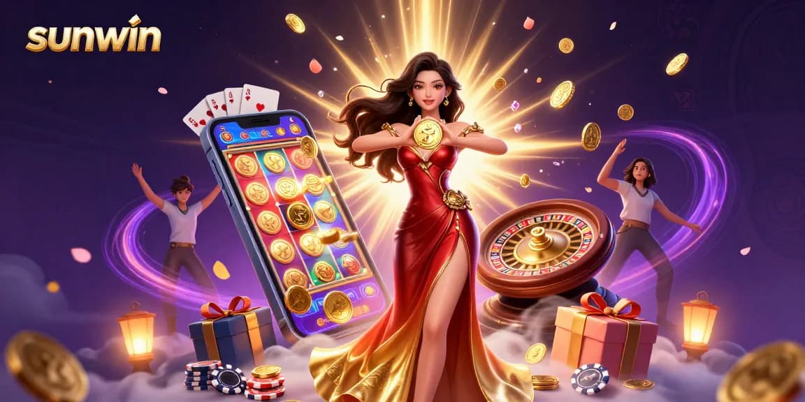 Experience the excitement of sunwin with a majestic golden coin shower and vibrant slot game elements