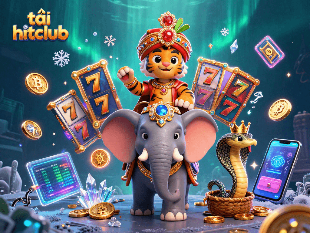 Spin and uncover treasures as you tải hitclub for an exciting casino adventure with neon coin elements
