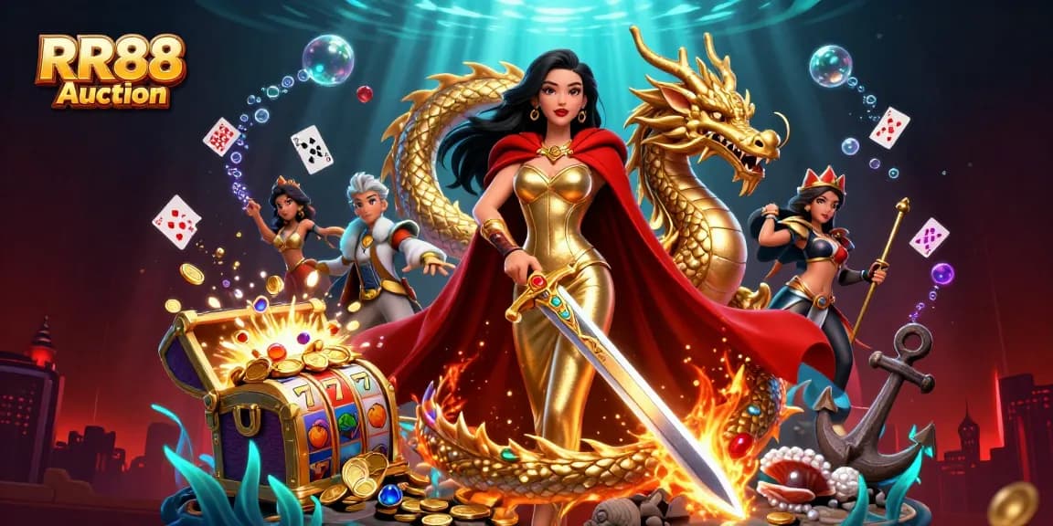 Win big with RR88 Auction's exciting games featuring a warrior queen and gold treasures.