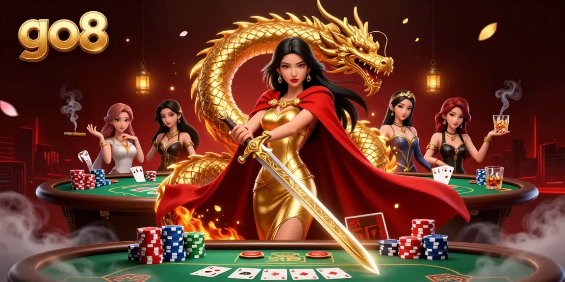 Play exciting games at go8 with a stunning poker scene featuring vibrant characters and dynamic action.