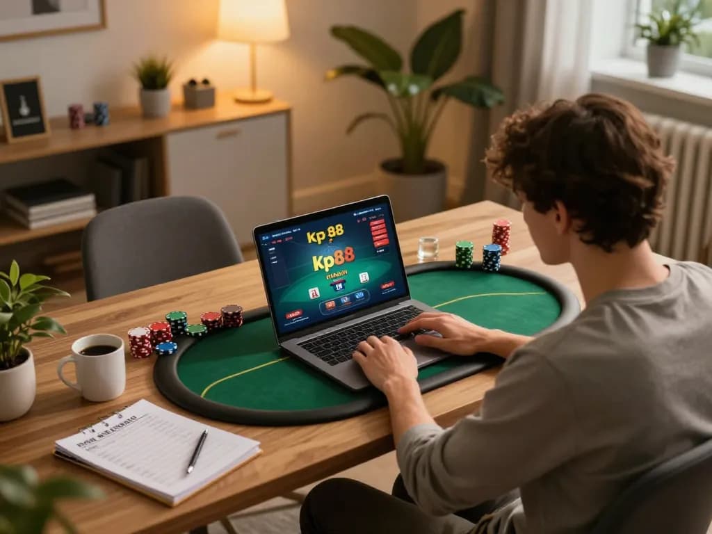 Engaging in online poker on kp88 for an immersive gaming experience at home.