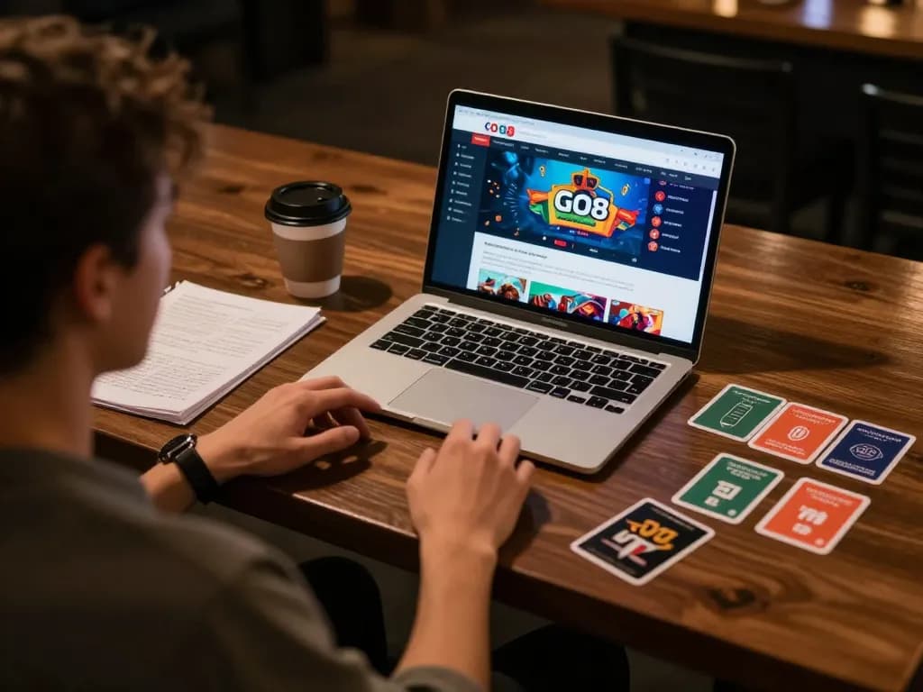 Engaging in exciting gameplay at GO8 platform with strategic notes and warm ambiance