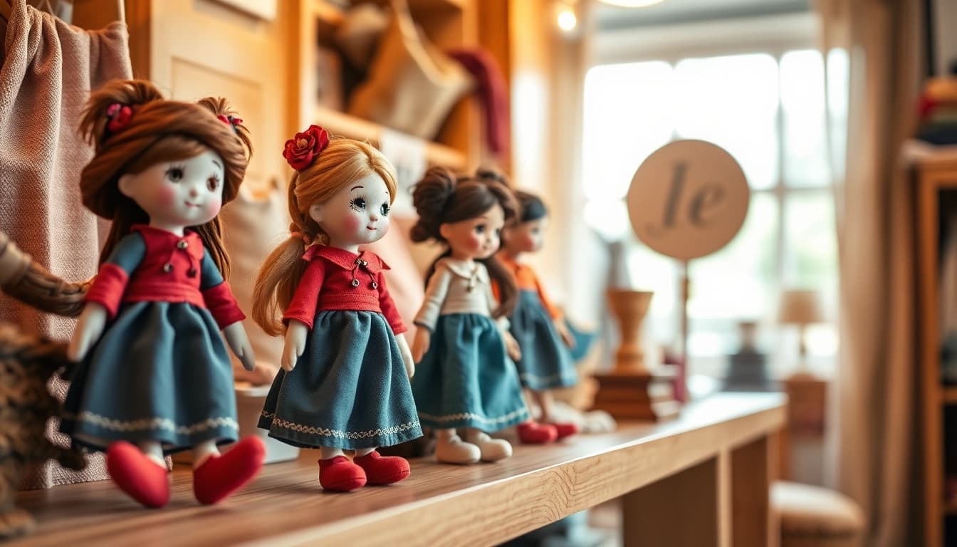 Schöne Gutdolls in einem einladenden Boutique-Umfeld präsentiert.