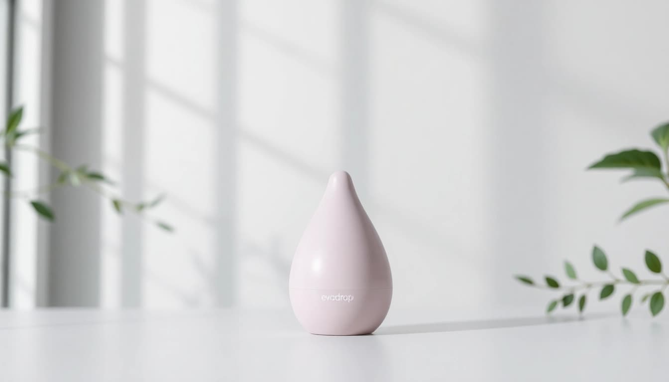 Veranschaulichen Sie evodrop mit modernem Design und natürlichem Licht in einer minimalistischen Umgebung.