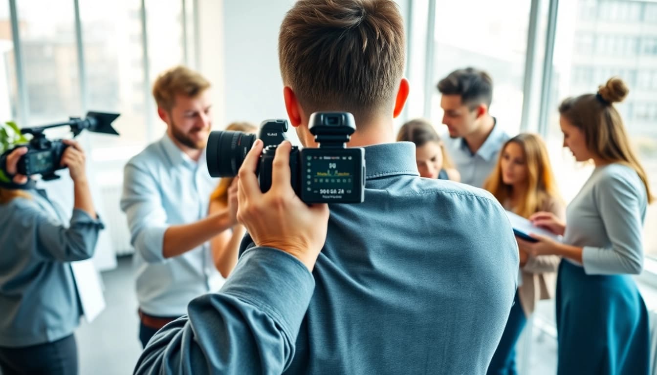 Businessfotograf München zeigt ein kreatives Team in einem modernen Büro bei der Arbeit.