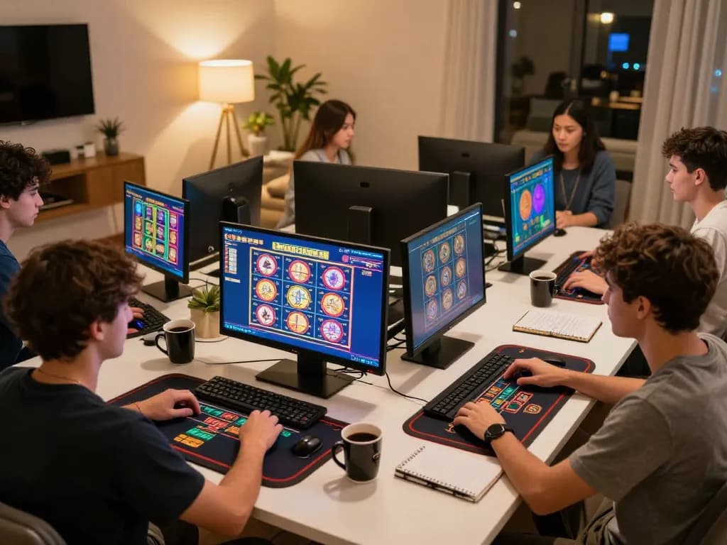 Players engaging with New88 com online gaming, showcasing vibrant slot machines and live dealers.