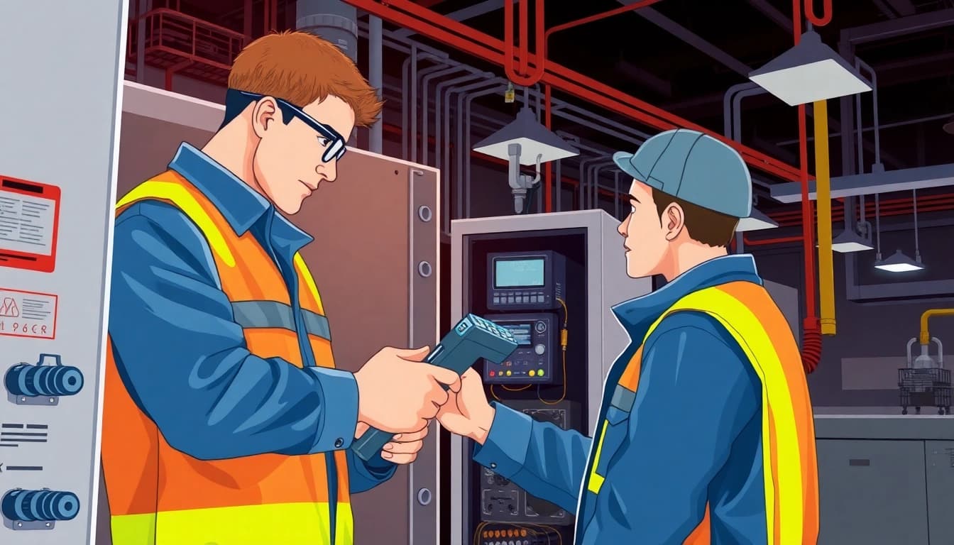 Technician performing a Funktionsprüfung to ensure the functionality of electrical equipment with precision tools.