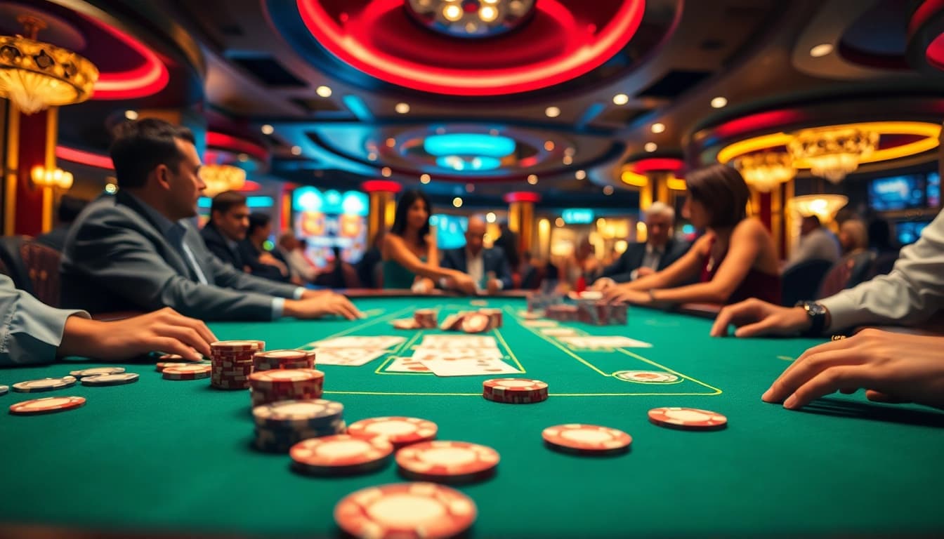 Erleben Sie das aufregende Spiel bei Golisimo Germany mit einem stilvollen Casino-Tisch und lebhaften Farben.