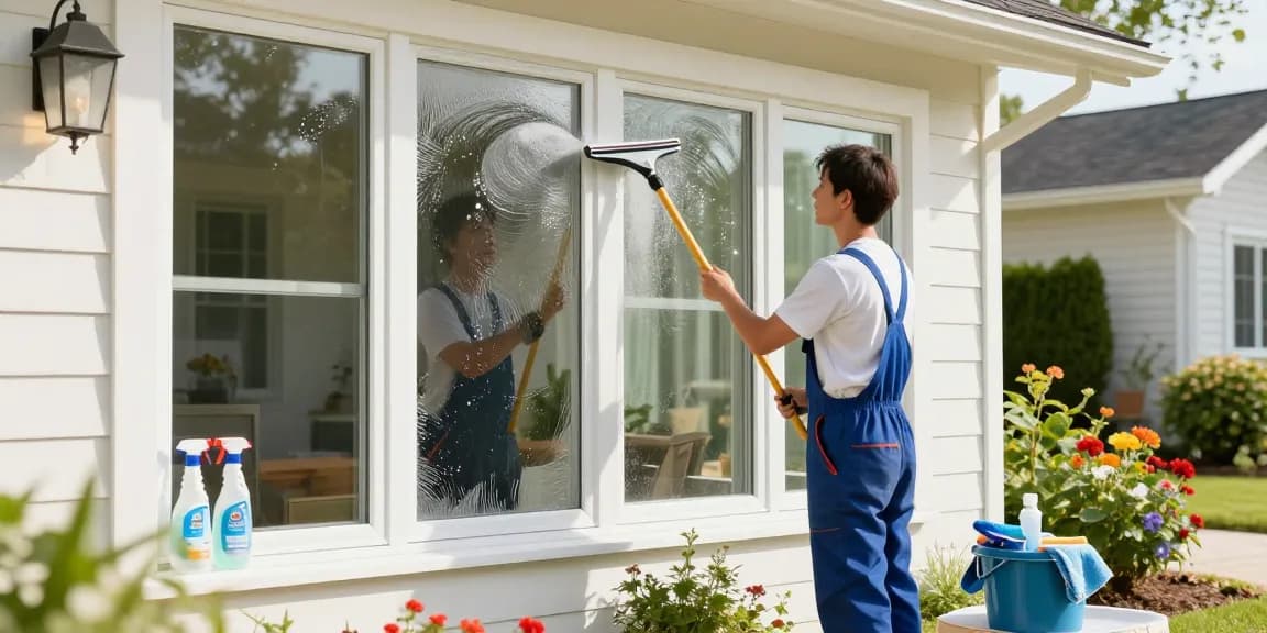 Expert window cleaning in Solothurn, showcasing sparkling results and a professional touch.