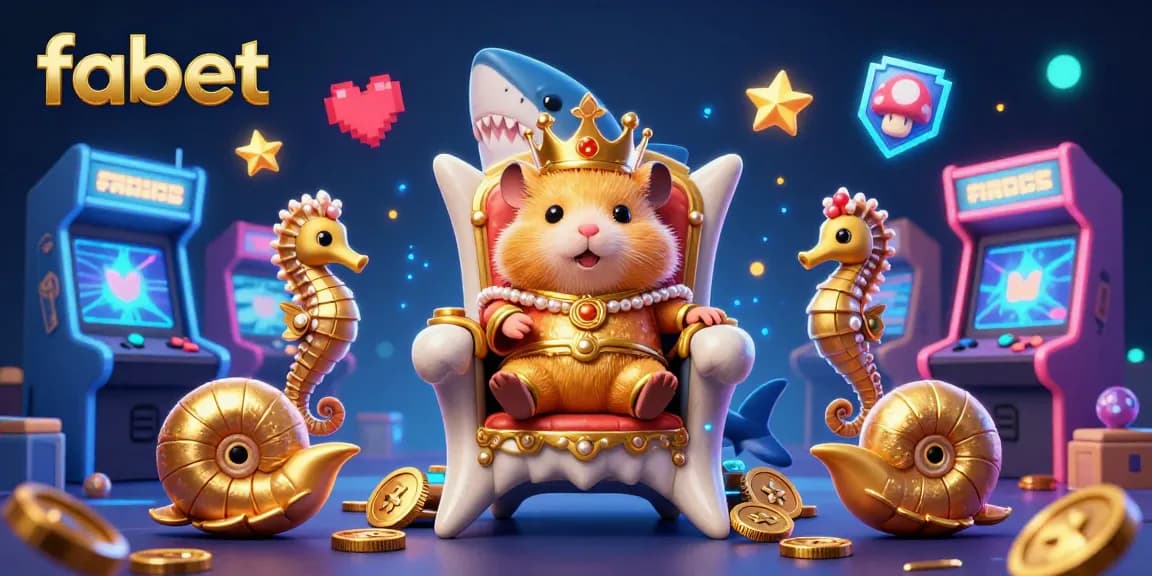 Engage with fabet's vibrant gaming atmosphere featuring a golden hamster king in a 3D casino scene.
