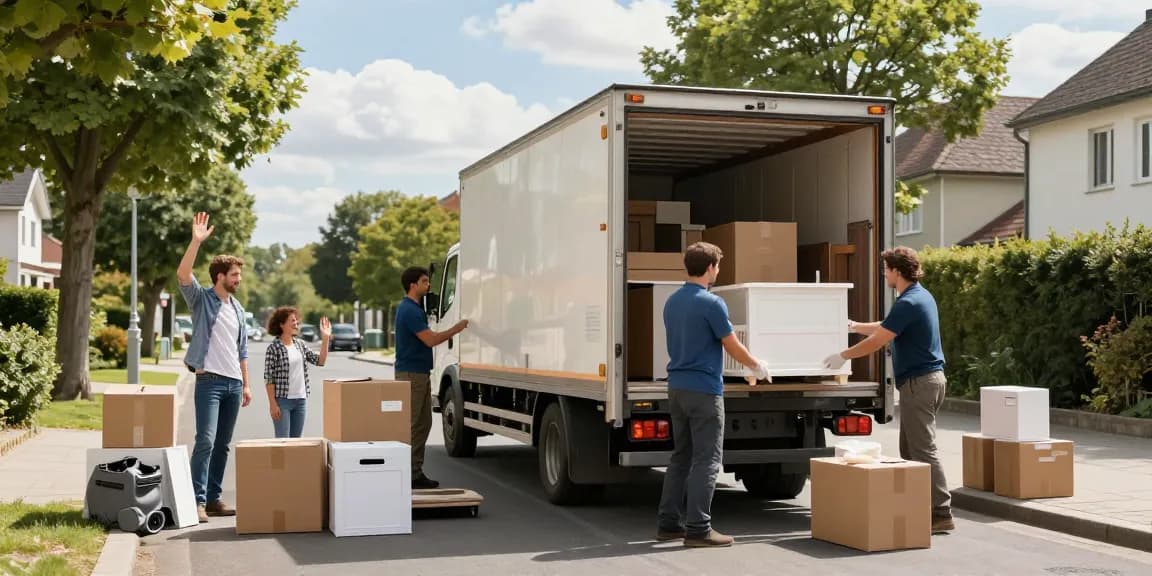 Professionelle Umzugsunternehmen Ludwigshafen packen Möbel und Kartons für einen stressfreien Umzug.