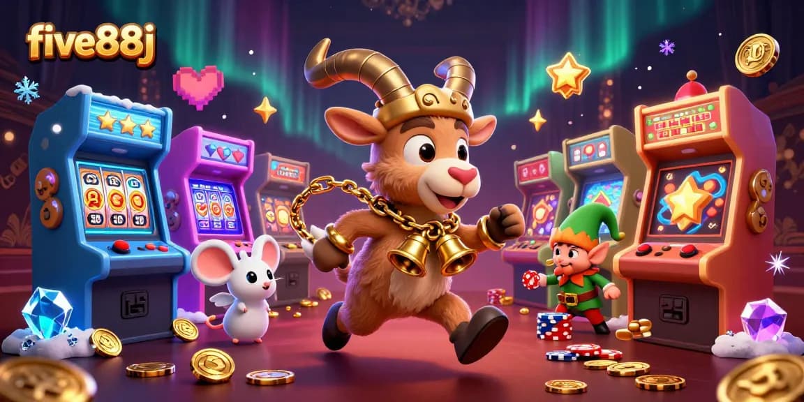 Engage in exciting gameplay at five88j's holiday-horror casino with Krampus, an angel mouse, and mischievous elf gremlins.