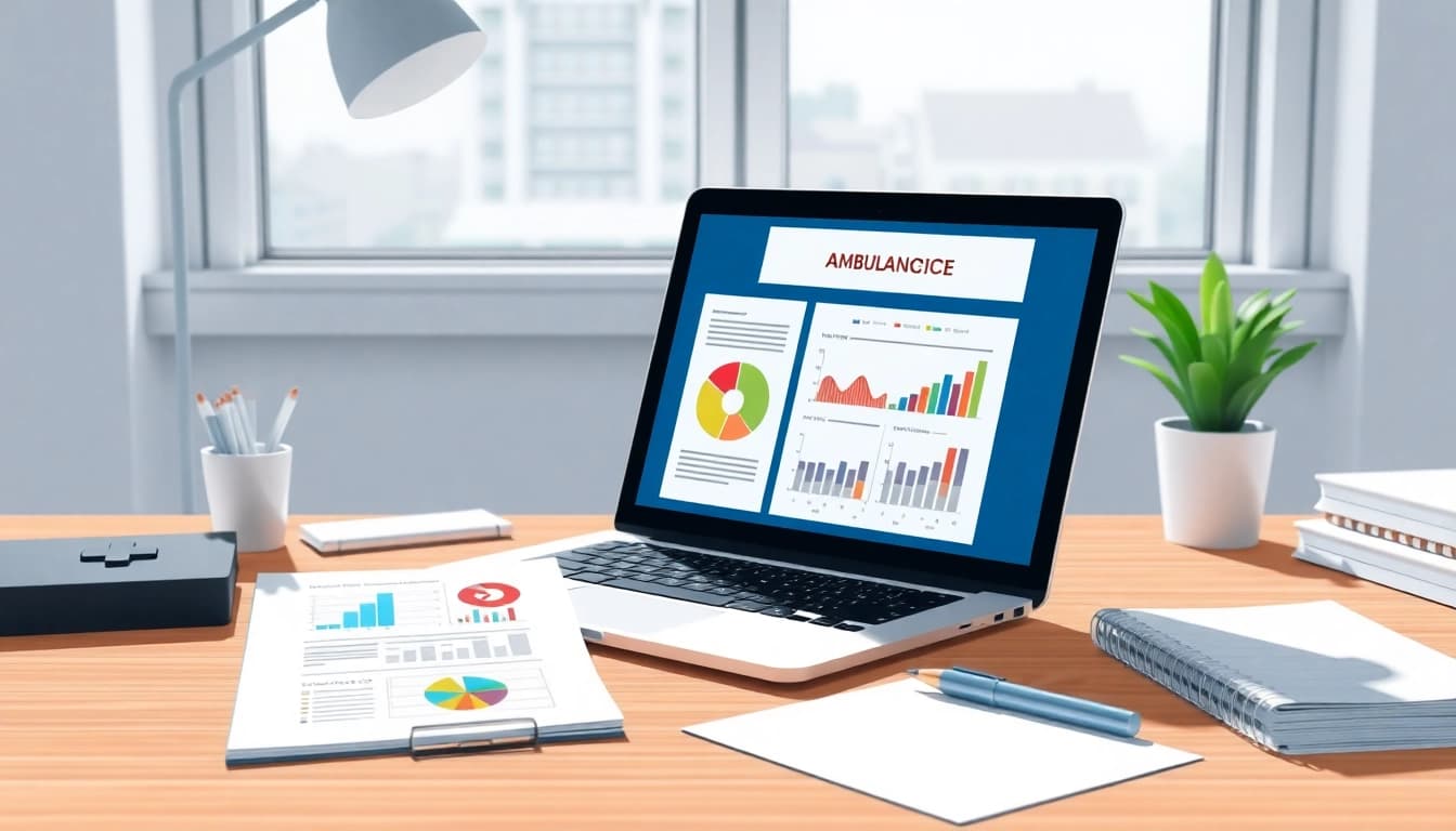 Drafting a businessplan ambulanter pflegedienst with charts on a modern desk.