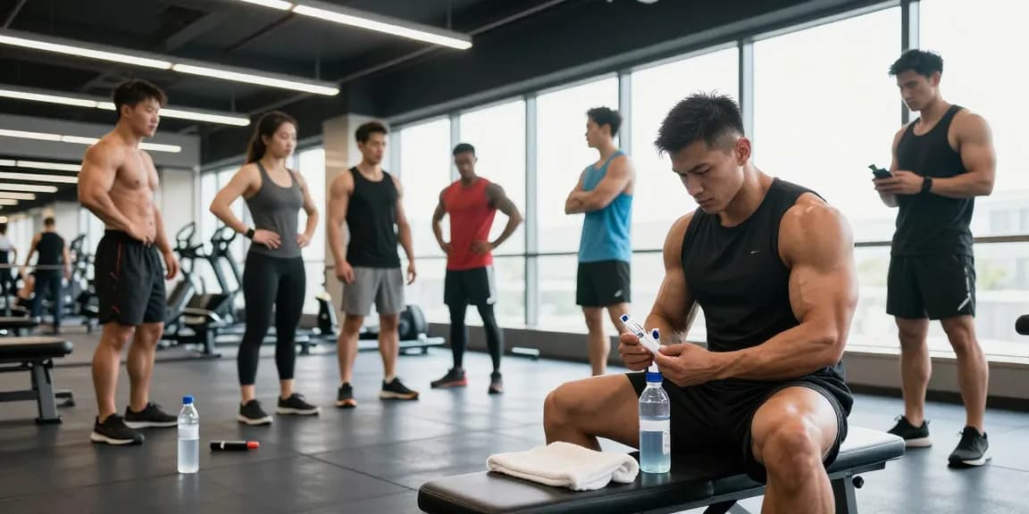 Anabolika Shop Athleten, die sich in einem modernen Fitnessstudio auf eine Steroidroutine vorbereiten