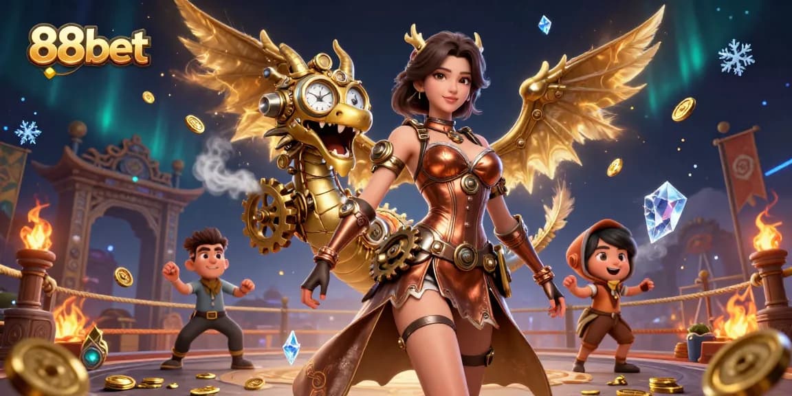 Engage with exciting games at 88bet featuring a 3D casino scene blending fantasy and gambling elements.