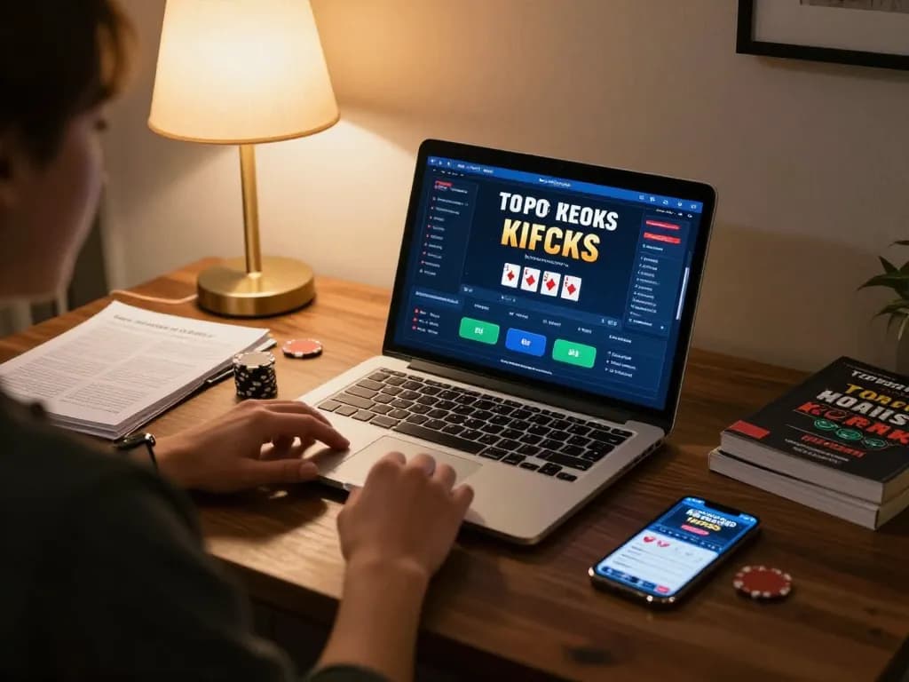 Player engaging in online poker on RR88 platform, showcasing a cozy home office setup