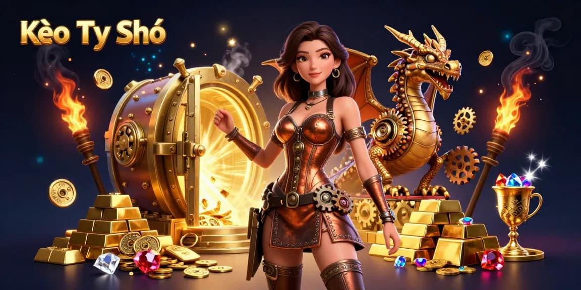 Kèo Tỷ Số celebrates the thrill of sports betting with vibrant characters and dynamic gambling elements.