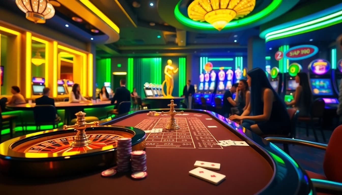 Engage in thrilling gaming action at open88 com with vibrant casino elements like cards and chips.