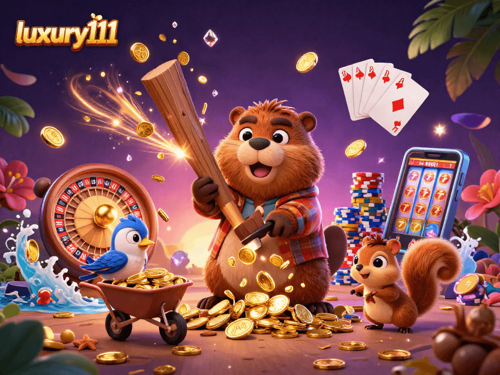 luxury111 showcases a vibrant 3D scene with cartoon characters and casino elements, enhancing your gaming experience.