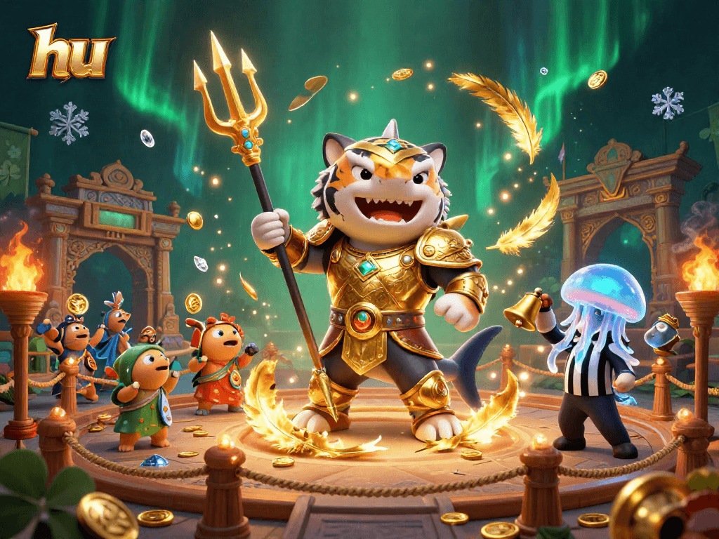 Players immerse in the underwater casino world of hu, led by a fierce shark gladiator.