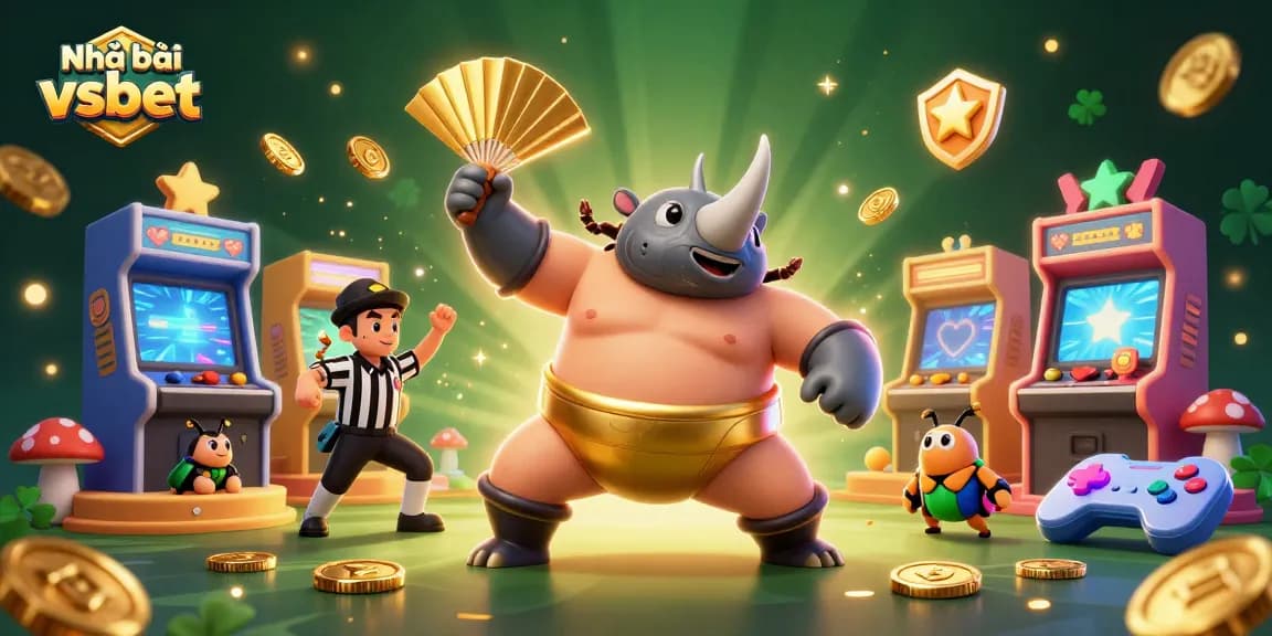 Enjoy the excitement of Nhà cái vsbet with a vibrant scene featuring gaming elements and iconic characters.