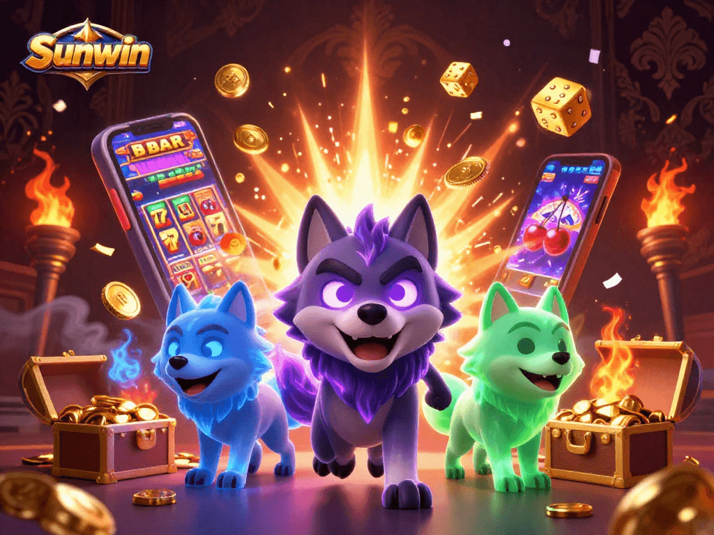 Win big with Sunwin's dynamic slot machines and ghostly wolf helpers in this 3D casino scene!