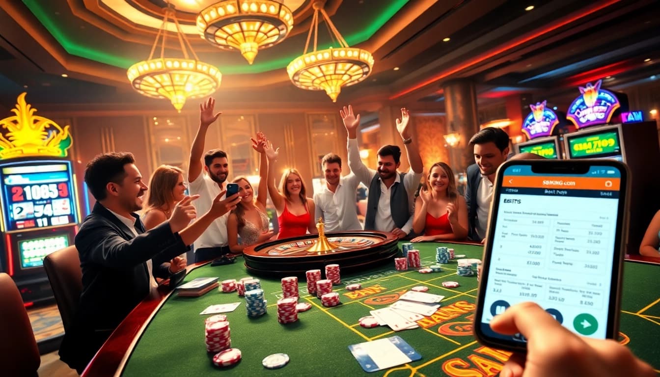 Experience thrilling wins at s8king.com with an engaging casino scene showcasing vibrant game elements.