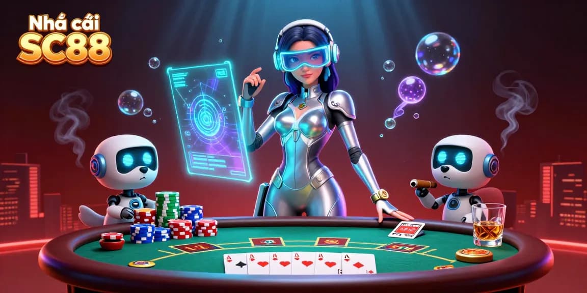 Engage with Nhà cái SC88 in a vibrant casino scene featuring dynamic gaming elements.
