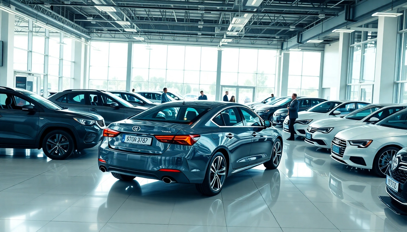 Auto kaufen: Kundenberatung in einem modernen Autohaus mit verschiedenen Fahrzeugen.