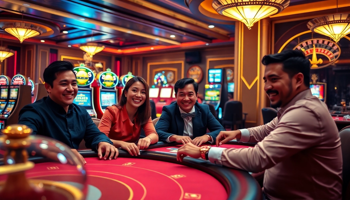 Engaging casino scene illustrating the vibrant atmosphere of trust and excitement at https://nhacaiuytinn.org/.