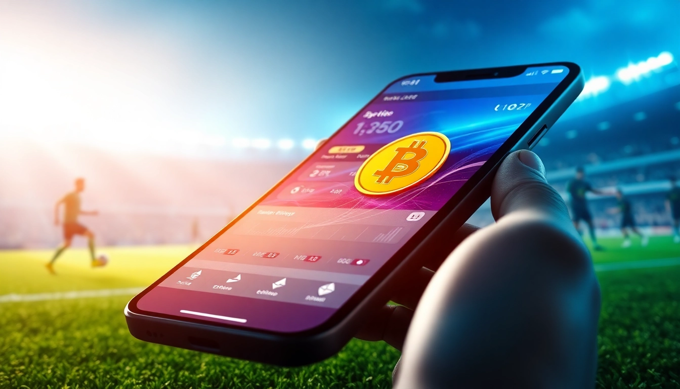 Experience online sports betting with crypto through a modern app interface showcasing vibrant cryptocurrencies.