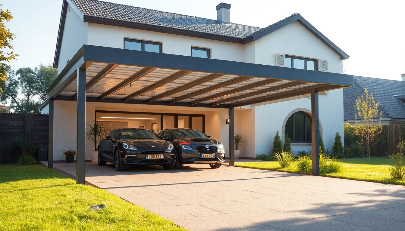 Carport Metall als eleganter Schutz für Fahrzeuge mit modernem Design und starker Bauweise.