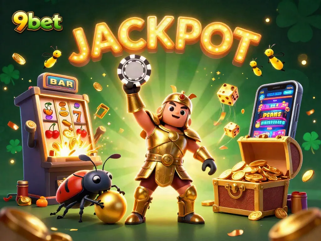 Experience the thrilling jackpot action at 9bet with dynamic characters and casino visuals.
