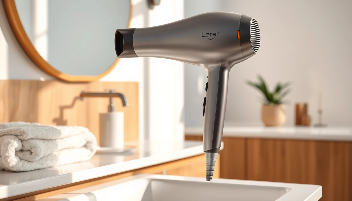 Laifen föhn in a modern bathroom setting, showcasing its design and functionality.