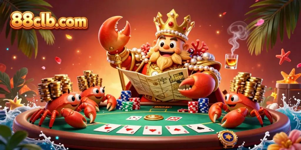 Experience thrilling gameplay at 88clb-com with a colorful poker scene filled with golden treasures.