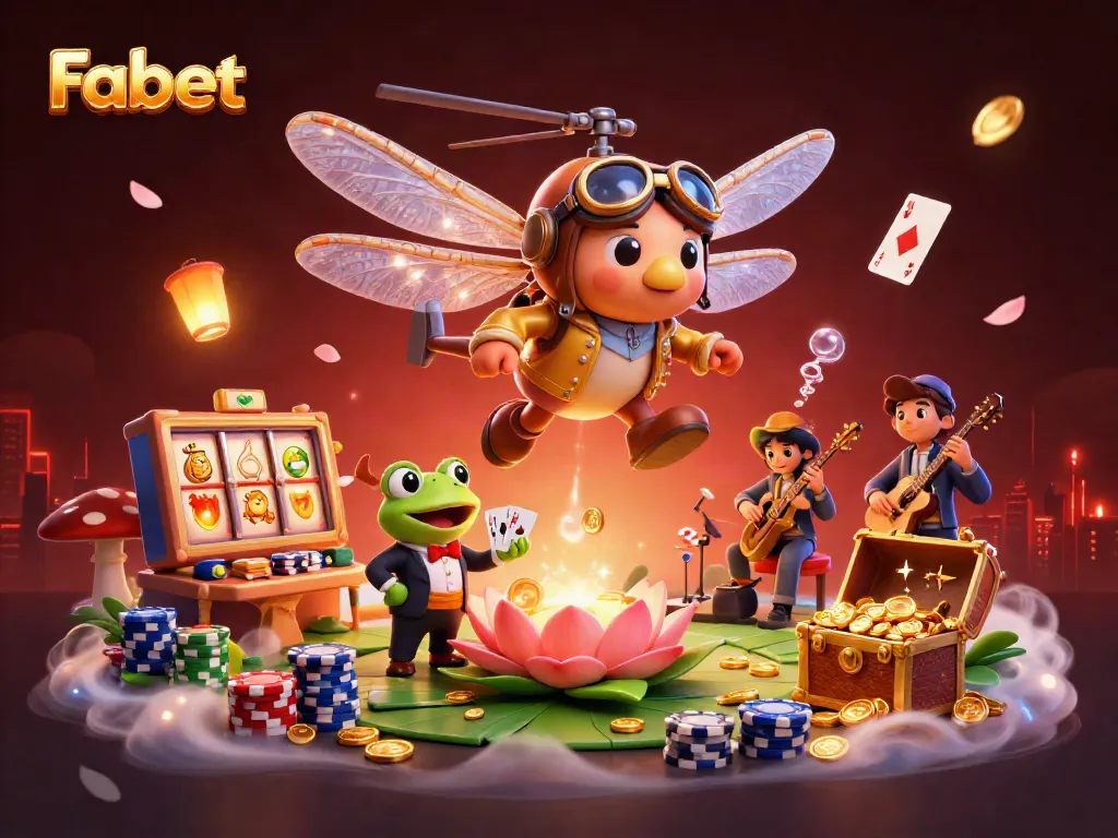 Fabet delivers thrilling gambling experiences with dynamic slot games, showcased in a vibrant casino scene.