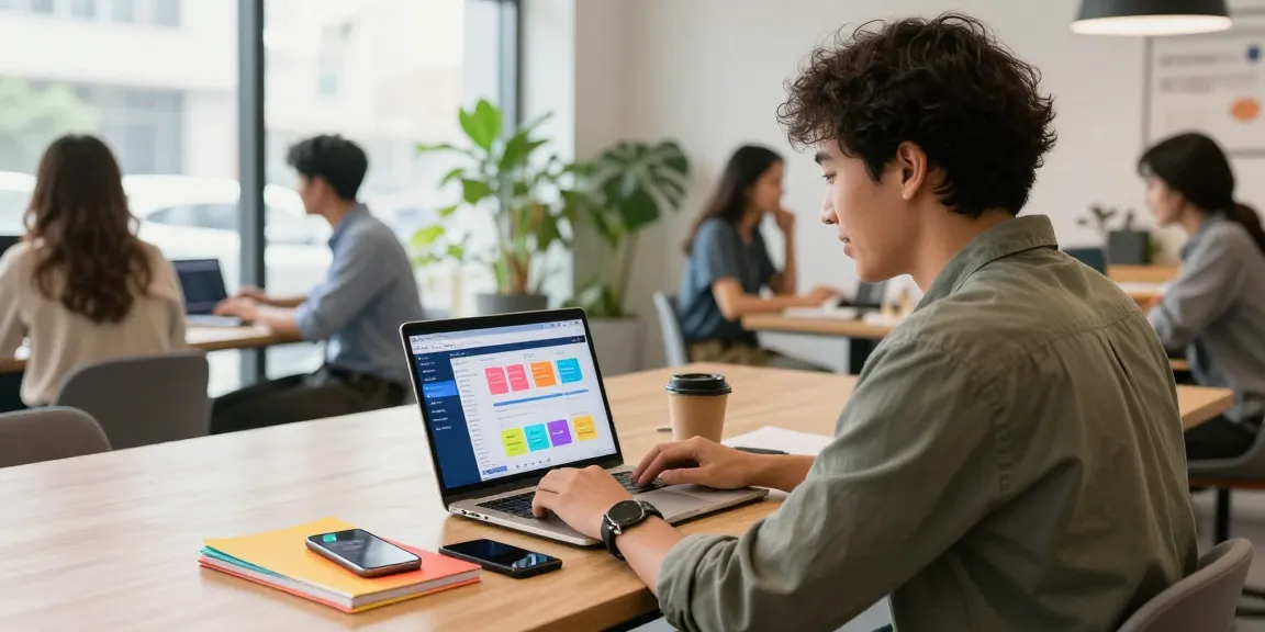Facebook Follower kaufen: Analysieren von sozialen Medien in einem modernen Co-Working-Space.