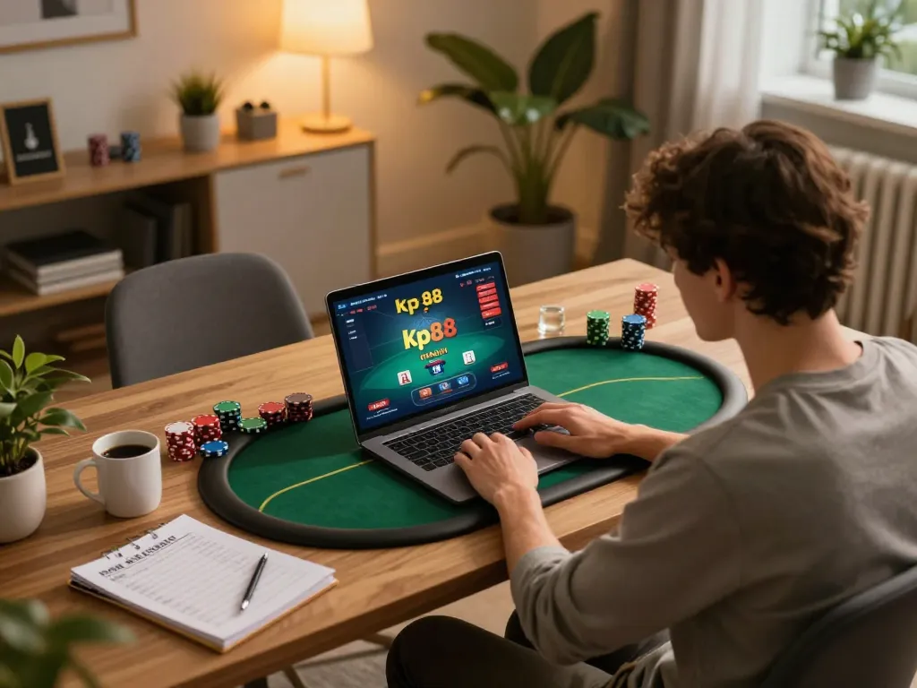 Engaging in online poker on kp88 for an immersive gaming experience at home.