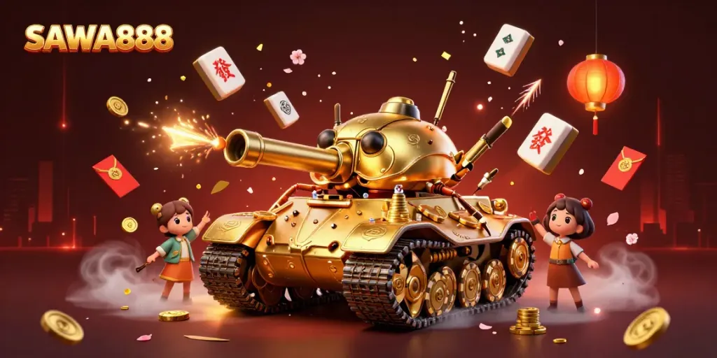 SAWA888 showcases an engaging 3D casino scene filled with animated elements to enhance player experience.