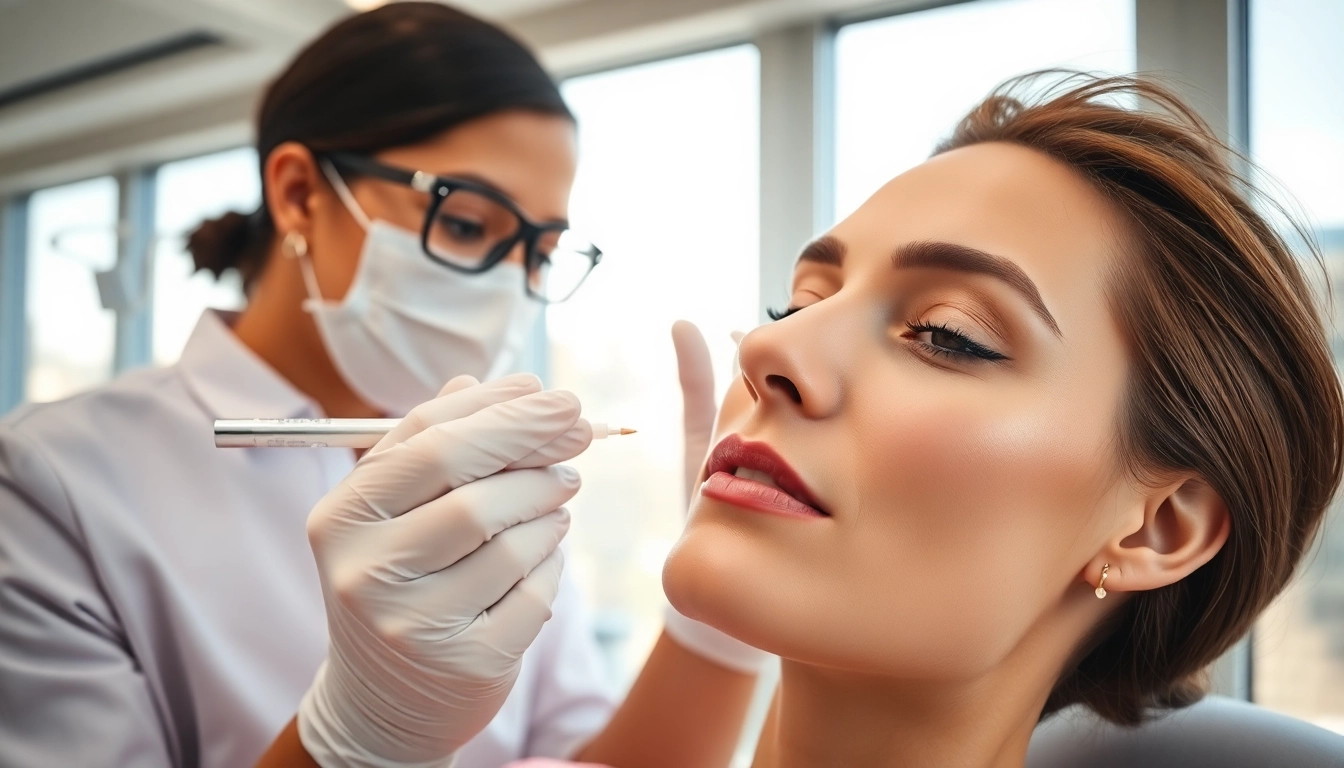 Verwendung von sculptra zur Hautverjüngung durch einen Experten im modernen Klinikambiente.