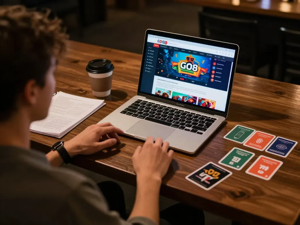 Engaging in exciting gameplay at GO8 platform with strategic notes and warm ambiance