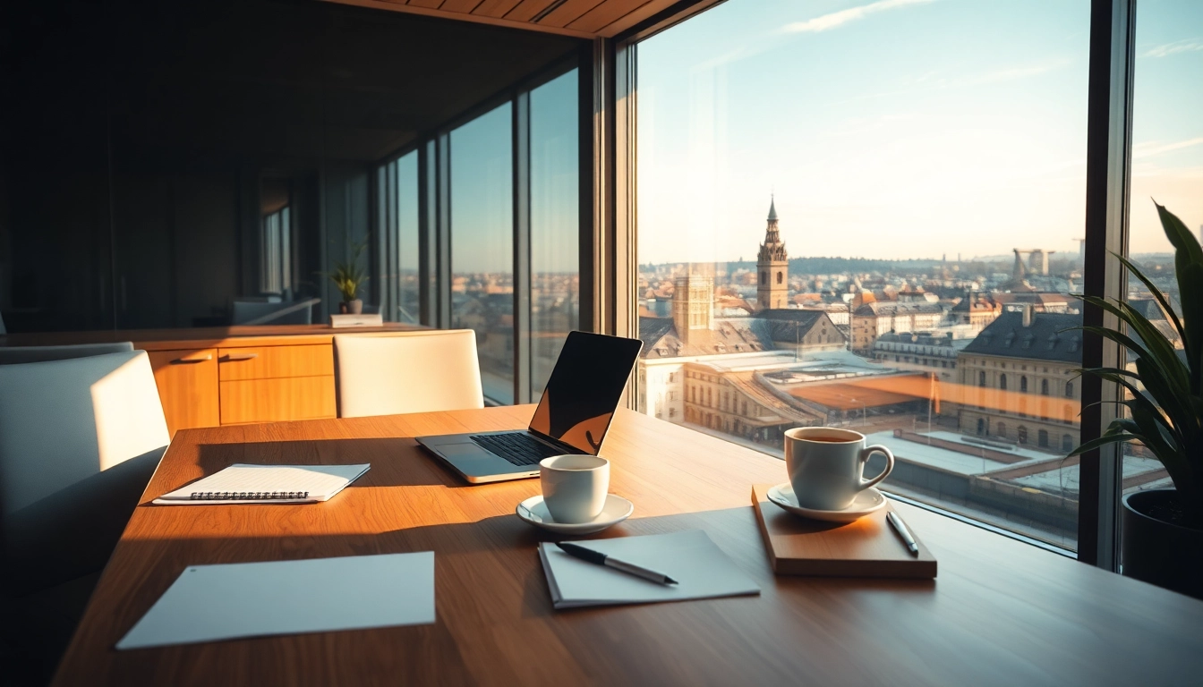 Headhunter Nürnberg zeigt einen modernen Arbeitsplatz mit Laptop und Unterlagen.