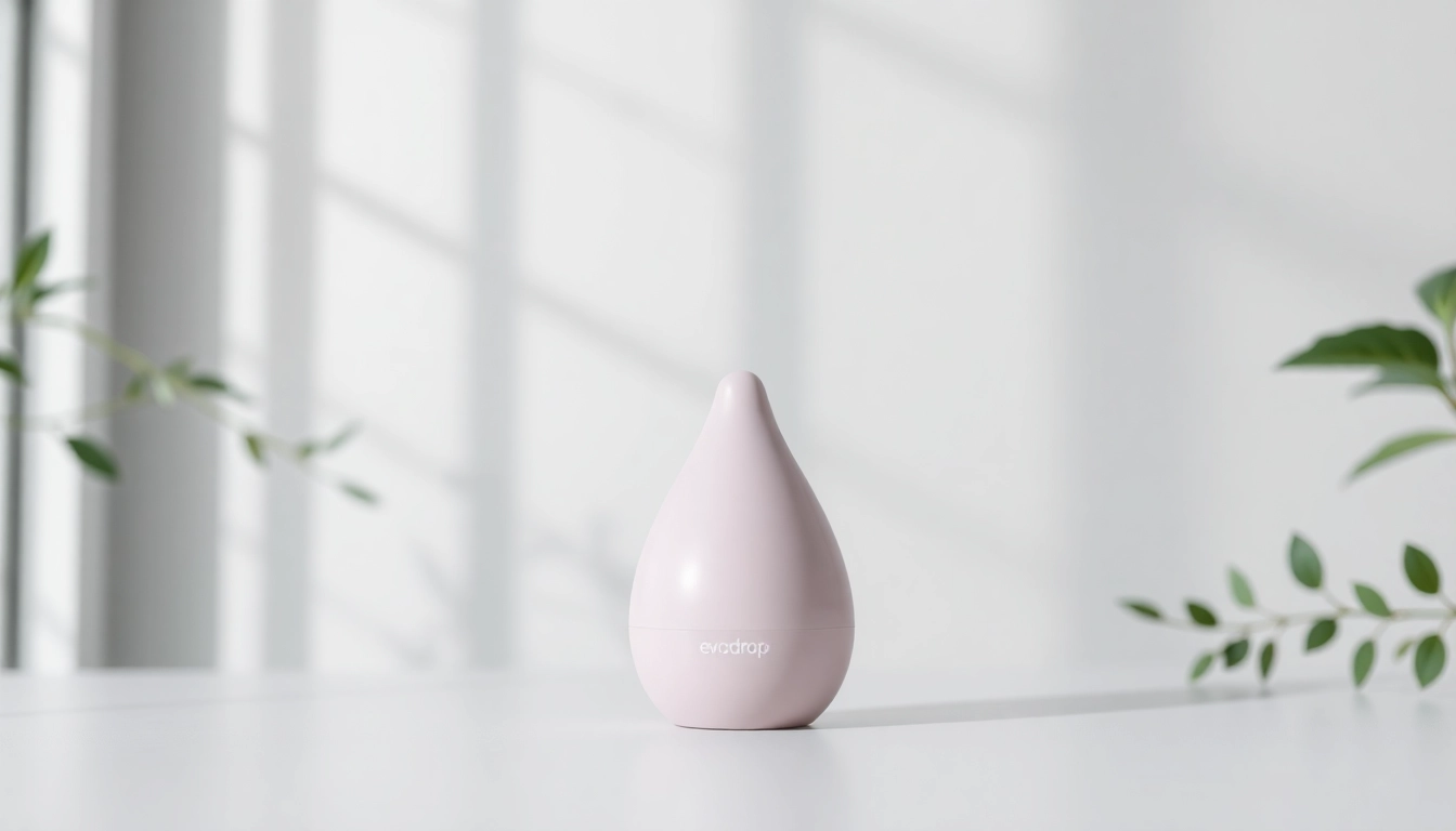 Veranschaulichen Sie evodrop mit modernem Design und natürlichem Licht in einer minimalistischen Umgebung.