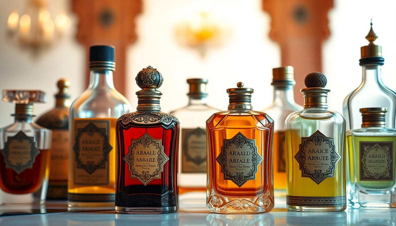 Marabika präsentiert eine elegante Auswahl an arabischen Parfums in einem ansprechenden Arrangement.
