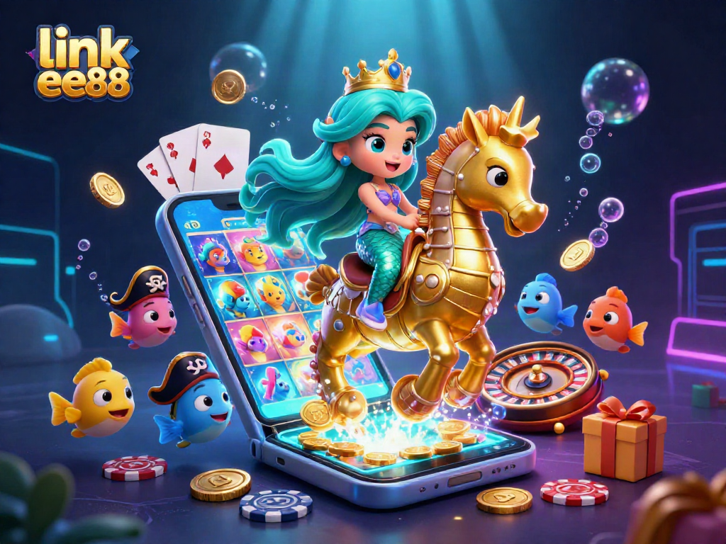 Win big with link ee88 as a mermaid princess and seahorse dive into the casino world.