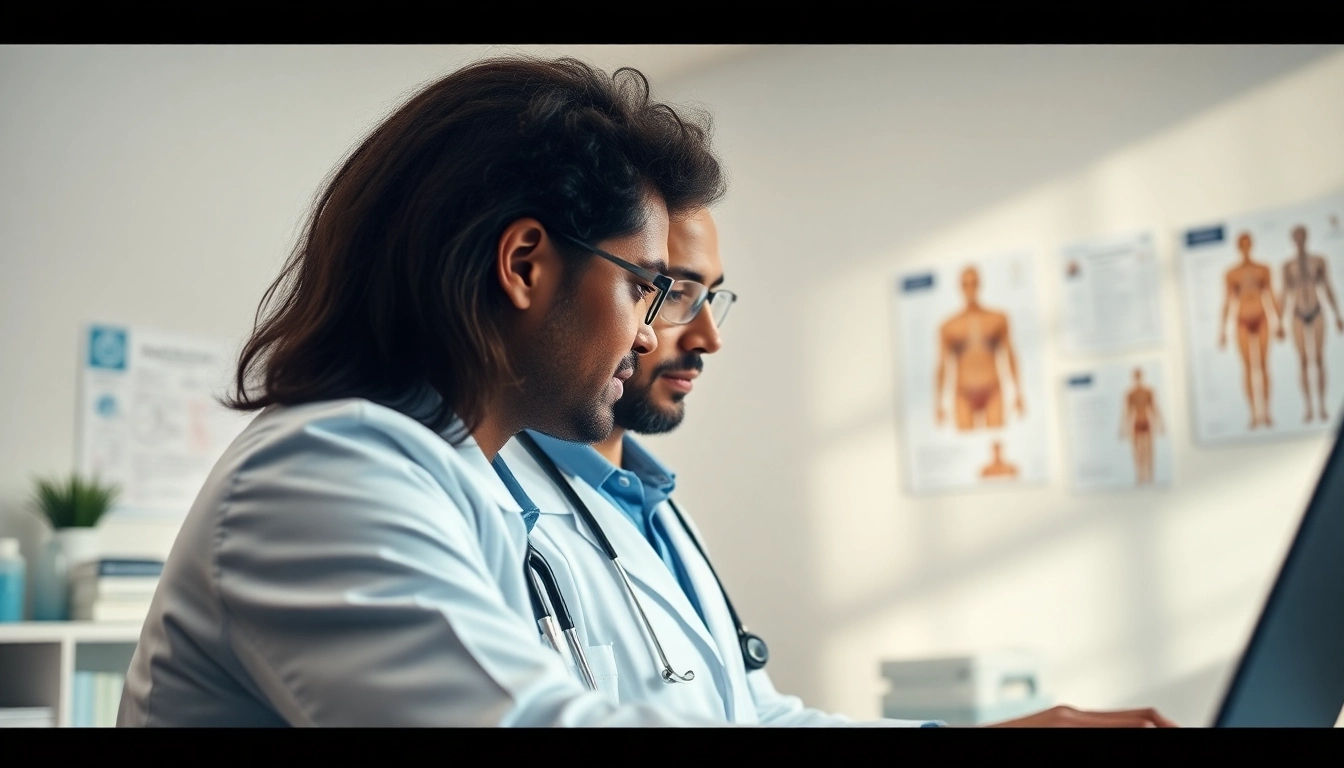 Krankheiten Informationen über medizinische Behandlung zwischen Arzt und Patient in moderner Praxis.
