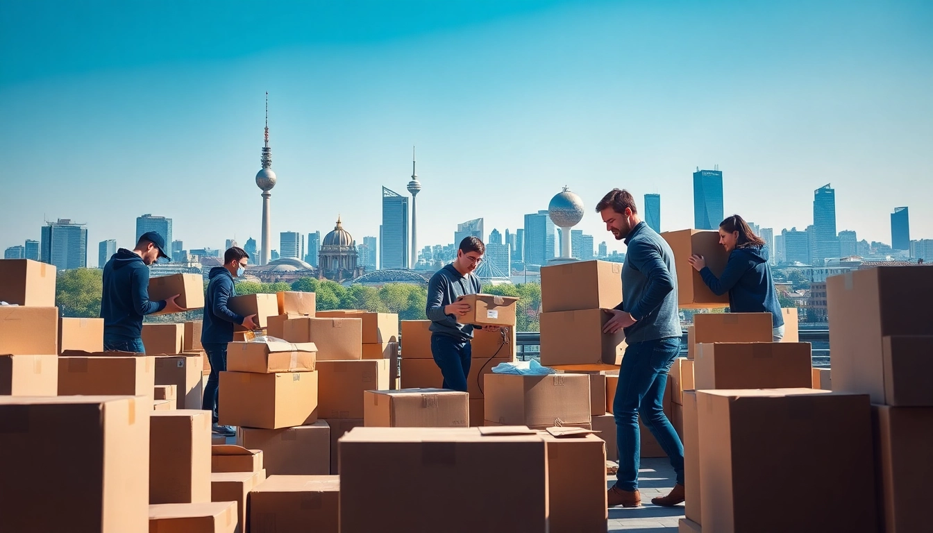 Professionelles Berlin Umzugsunternehmen packt Umzugskartons und Möbel in Berlin.