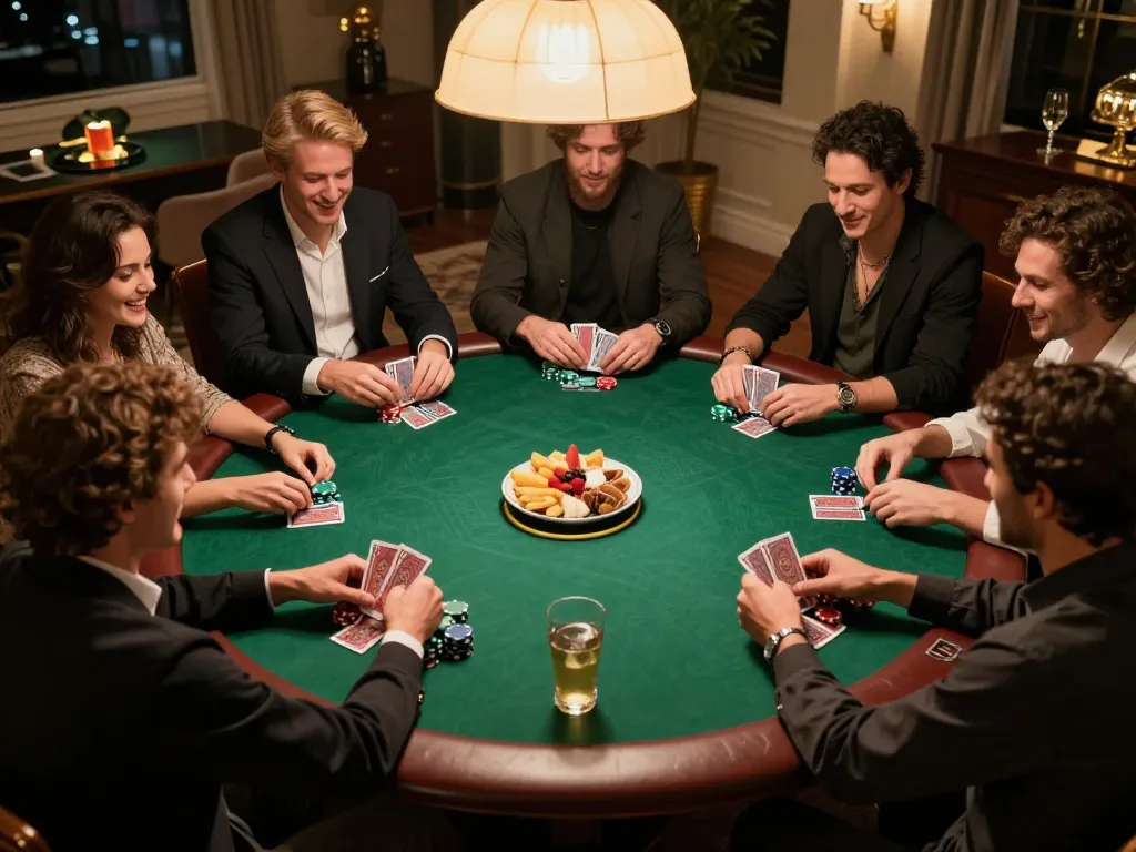 A social poker game scene where players enjoy gambling at home features the 78winvina platform with competitive energy.